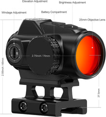 Feyachi V90 2 MOA Red Dot Sights with M37 5X Magnifier Combo Set 1 x 25mm Red Dot and Magnifier Combo Built-in Flip Mount Absolute Co-Witness feyachi Default Title Default Title-