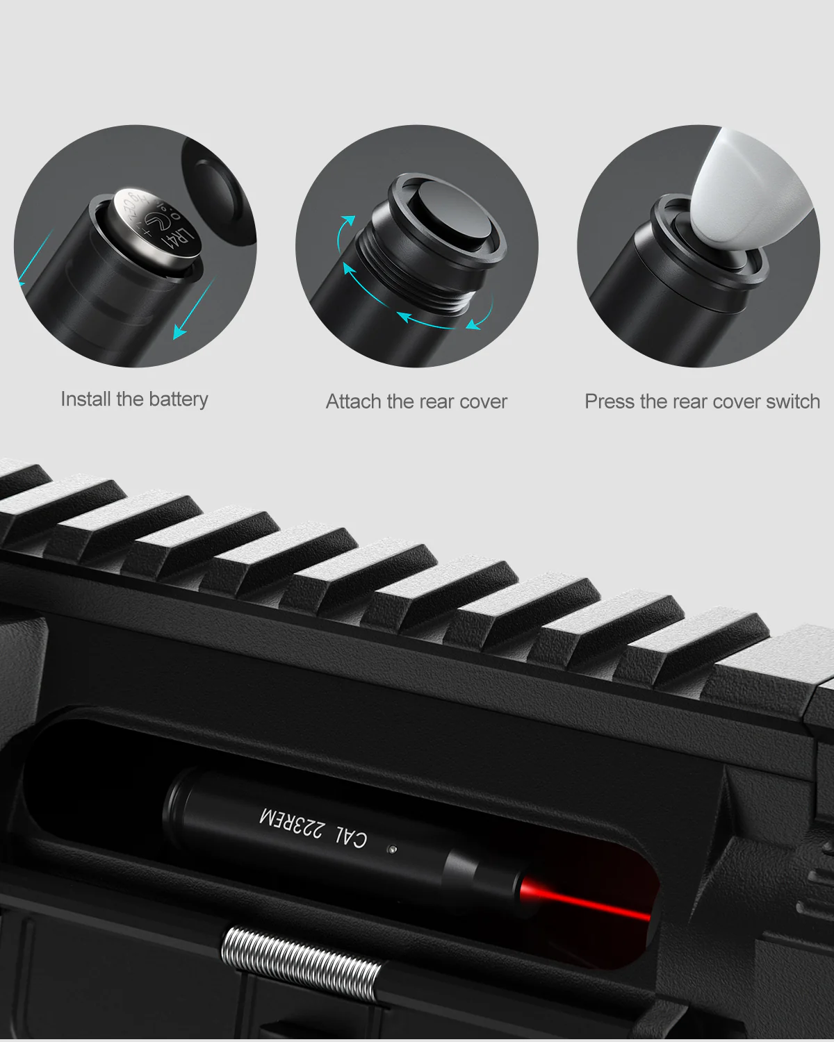 Feyachi Bore Sighting Laser .223 5.56mm Red Dot Laser Boresighter for Handgun Pistol with Tail Switch Included