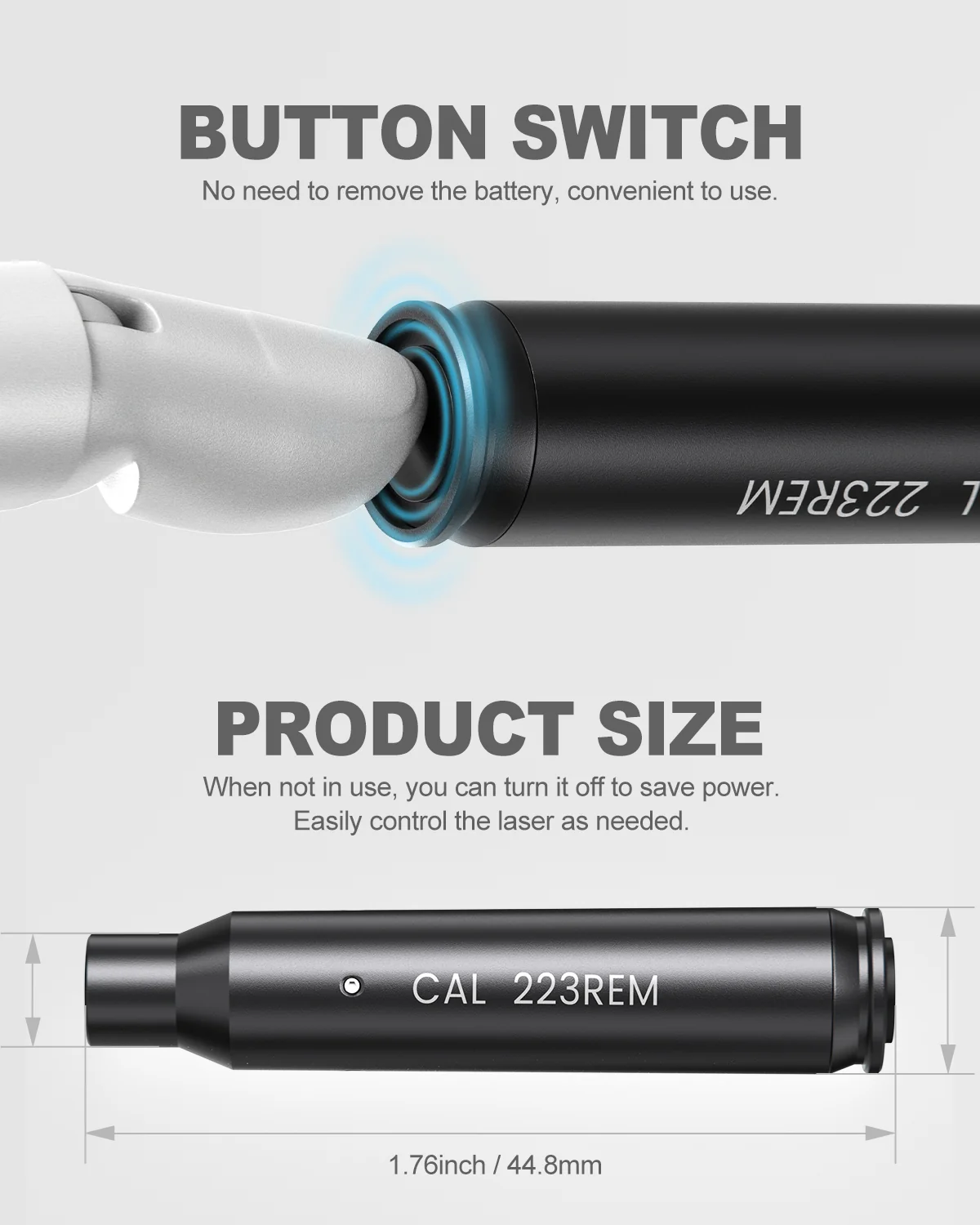 Feyachi Bore Sighting Laser .223 5.56mm Red Dot Laser Boresighter for Handgun Pistol with Tail Switch Included