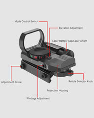 Feyachi RSL-18 Reflex Sight with Laser - 4 Reticle Integrated Laser