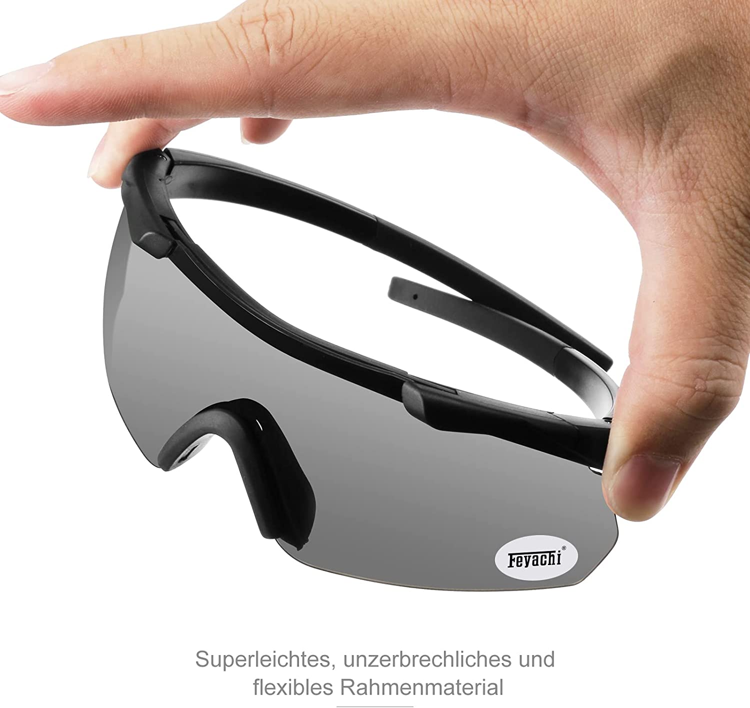 Feyachi Schießbrille mit 3 austauschbaren Gläsern, schlagfester Augenschutz, verstellbar feyachi Black Armygreen Khaki Black-Armygreen-Khaki-