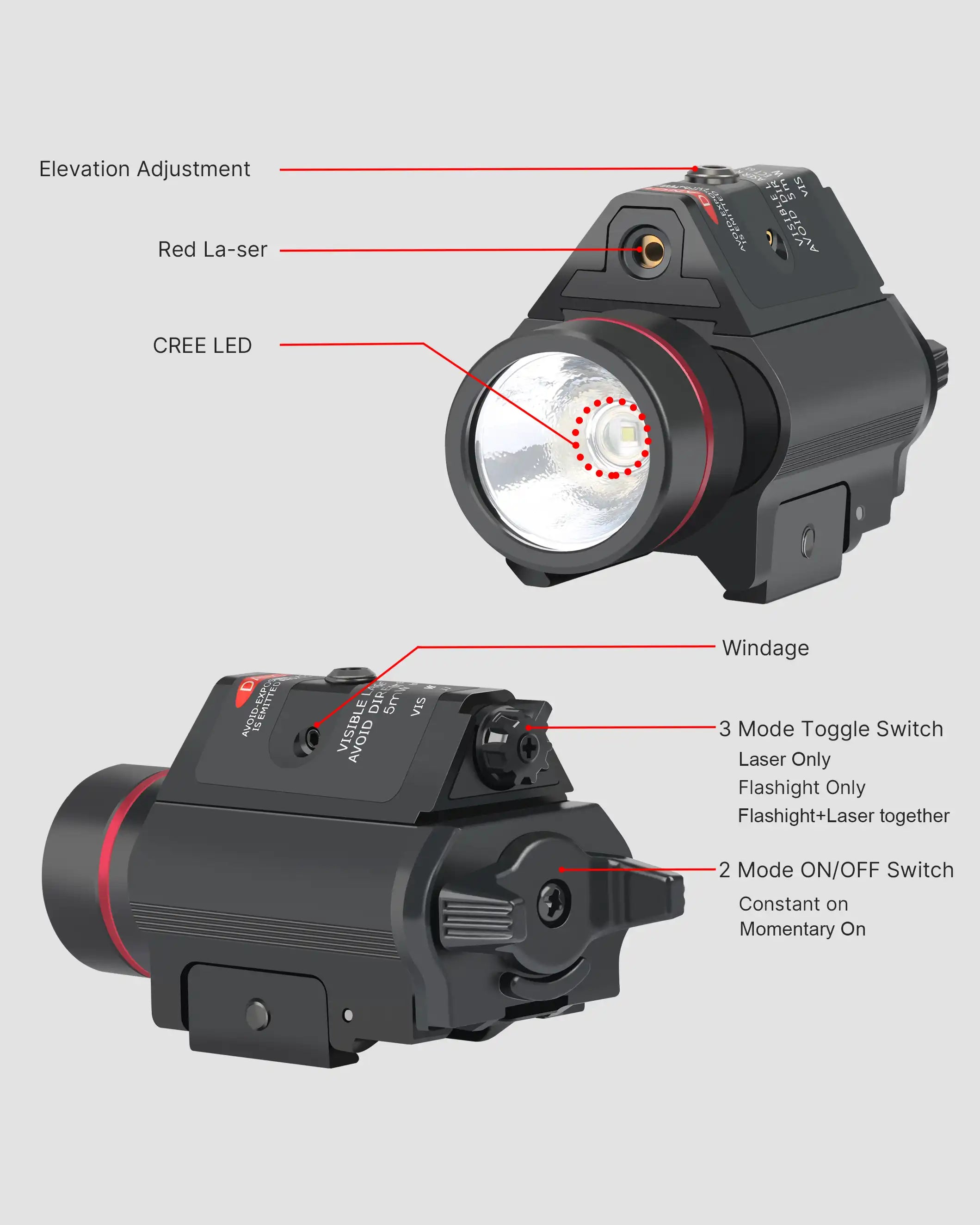 Feyachi LF-38 Red Laser Flashlight Combo - 200 Lumen Tactical feyachi Default Title Default Title-